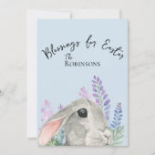 Schattige Curious Rabbit Pink Lila Flowers Blue (Voorkant)
