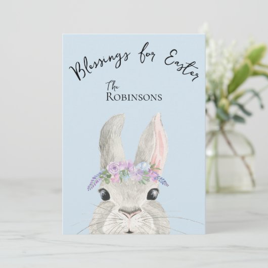 Schattige Curious Rabbit Roze Lila Bloemenkroon Pa (Staand voorkant)