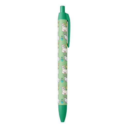 Schattige Curly Lamb & Scruffy Bunny Paasdieren Zwarte Inkt Pen (Achterkant (Verticaal))
