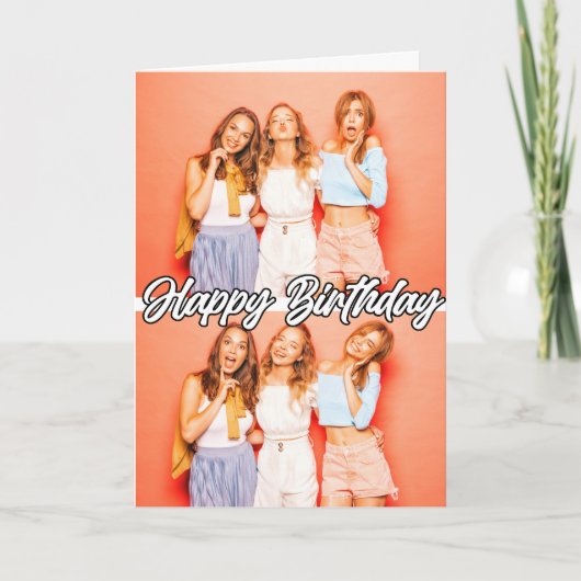 Schattige Custom 2-foto's Sjabloon Happy Birthday (Voorkant)