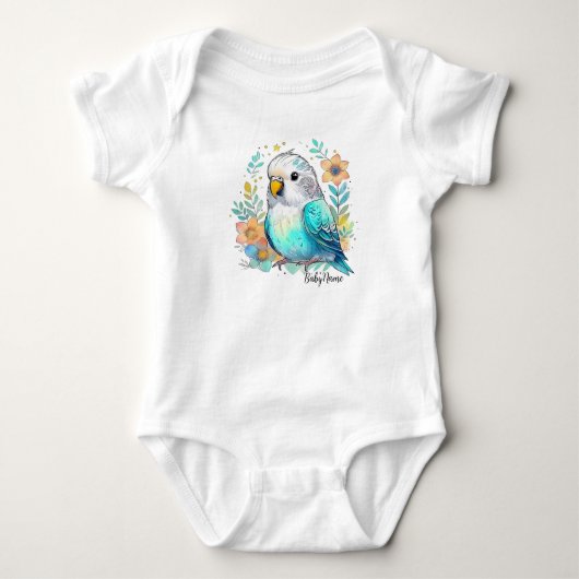Schattige Custom Baby Budgie Bodysuit (Voorkant)
