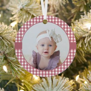 Schattige Custom Baby Girl's Eerste Kerst Roos Gou Metalen Ornament