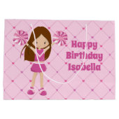 Schattige Custom Cheerleader Meisjes Roze Verjaard Groot Cadeauzakje (Achterkant)