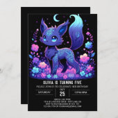 Schattige Custom Fox digitale verjaardag Kaart (Voorkant / Achterkant)