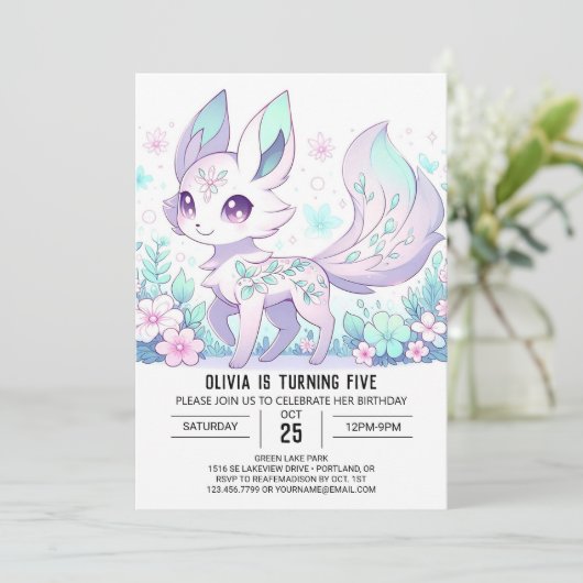 Schattige Custom Fox digitale verjaardag Kaart (Staand voorkant)