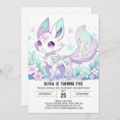 Schattige Custom Fox digitale verjaardag Kaart (Voorkant / Achterkant)