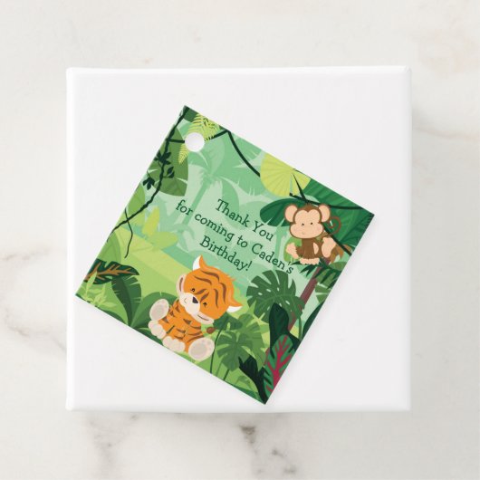 Schattige Custom Oerwoud Kids Verjaardagsfeestje G Bedankjes Labels (In situ)