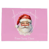 Schattige Custom Pink van Santa Claus Kinder Kerst Groot Cadeauzakje (Achterkant)