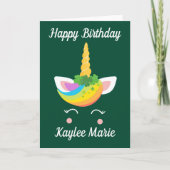 Schattige Custom St. Patricks Day Unicorn Verjaard Kaart (Voorkant)