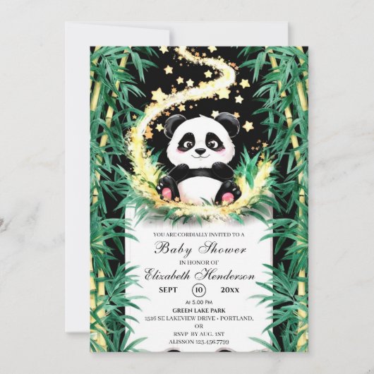 Schattige Custom Woodland Panda Baby shower Kaart (Voorkant)