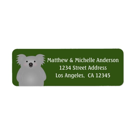 Schattige Cute Australia Koala Beer Forest Green Etiket (Voorkant)