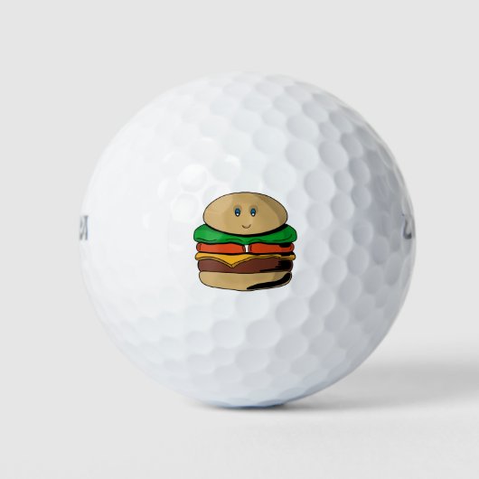 Schattige Cute Burger Hamburger Kawaii Golfballen (Voorkant)