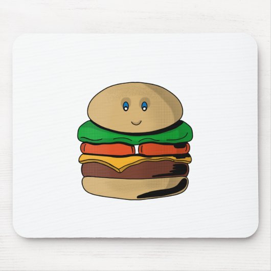 Schattige Cute Burger Hamburger Kawaii Muismat (Voorkant)