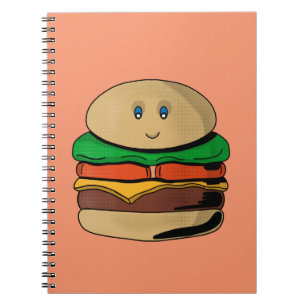 Schattige Cute Burger Hamburger Kawaii Notitieboek