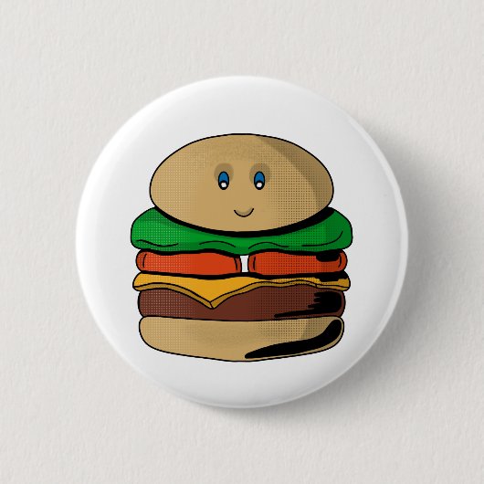 Schattige Cute Burger Hamburger Kawaii Ronde Button 5,7 Cm (Voorkant)