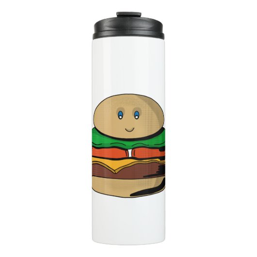 Schattige Cute Burger Hamburger Kawaii Thermosbeker (Voorkant)