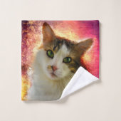 Schattige Cute Calico Cat Bad Handdoek (Wasdoekje)