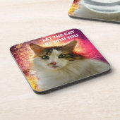 Schattige Cute Calico Cat Bier Onderzetter (Linkerzijde)
