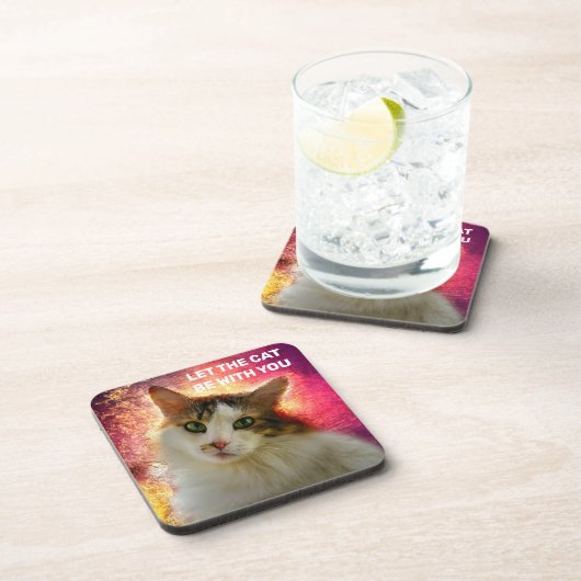 Schattige Cute Calico Cat Bier Onderzetter (Rechterzijde)