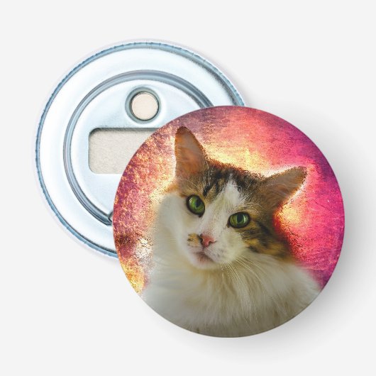 Schattige Cute Calico Cat Button Flesopener (Voorkant)