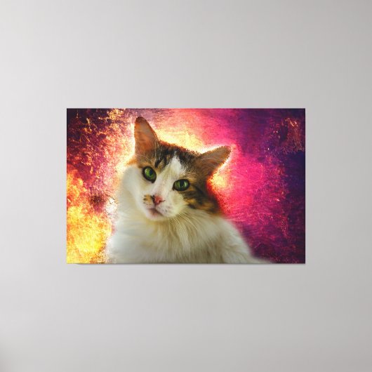 Schattige Cute Calico Cat Canvas Afdruk (Voorkant)