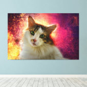 Schattige Cute Calico Cat Canvas Afdruk (Insitu (Houten vloer))