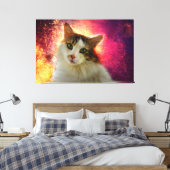 Schattige Cute Calico Cat Canvas Afdruk (Insitu (Slaapkamer))