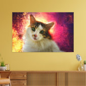 Schattige Cute Calico Cat Canvas Afdruk (Insitu (Woonkamer))