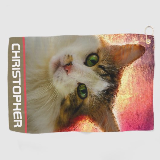 Schattige Cute Calico Cat Golfhanddoek (Horizontaal)