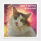 Schattige Cute Calico Cat Servet (Voorkant)
