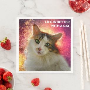 Schattige Cute Calico Cat Servet
