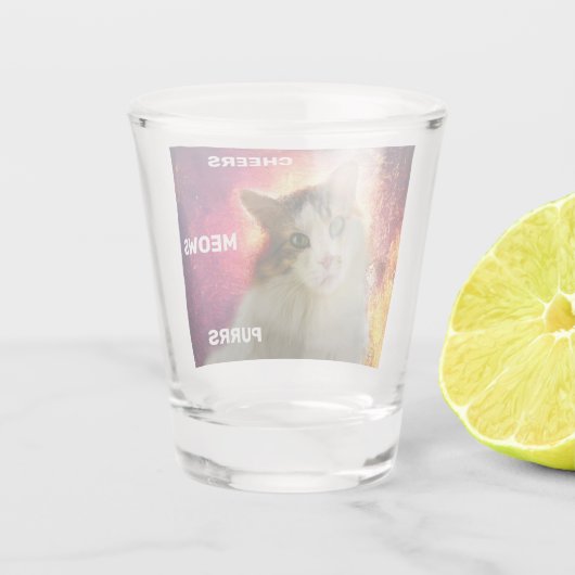 Schattige Cute Calico Cat Shot Glas (Achterkant)