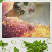 Schattige Cute Calico Cat Theedoek (Gevouwen)