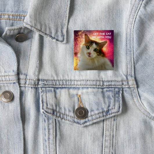 Schattige Cute Calico Cat Vierkante Button 5,1 Cm (In situ)