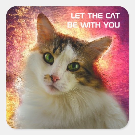 Schattige Cute Calico Cat Vierkante Sticker (Voorkant)