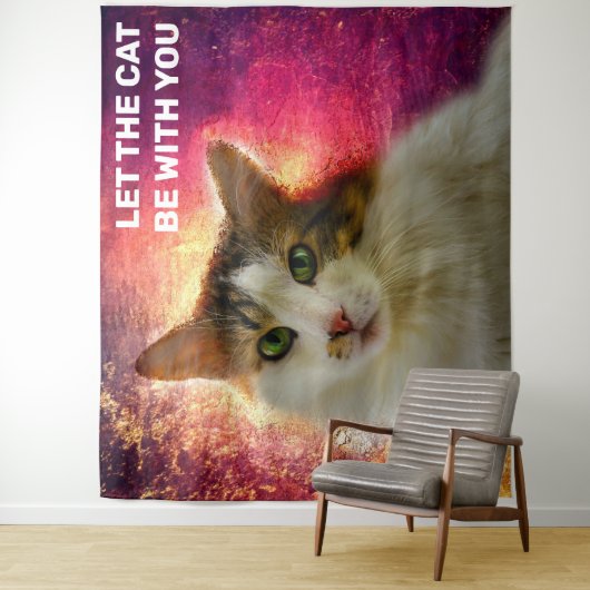 Schattige Cute Calico Cat Wandkleed (In situ)