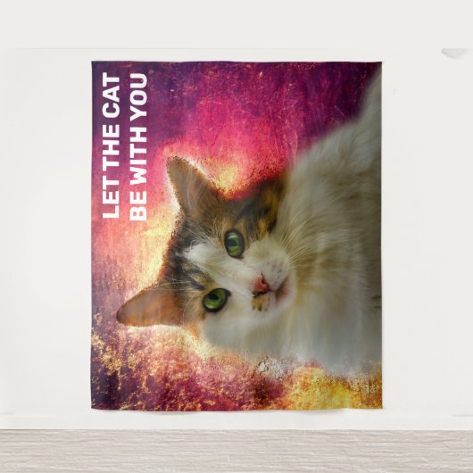 Schattige Cute Calico Cat Wandkleed (Voorkant)