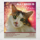 Schattige Cute Calico Cat Wijn Etiket (Enkel label)