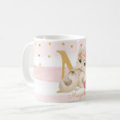 Schattige Cute Cat Kitten Kat Girl Pink Koffiemok (Voorkant links)