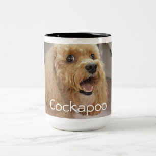 Schattige Cute Cockapoo Hond Dier Familie Foto Tweekleurige Koffiemok