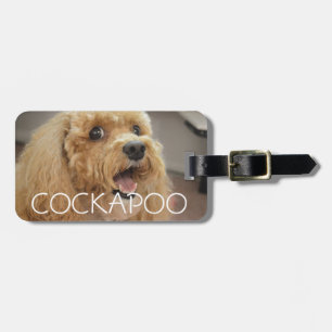 Schattige Cute Cockapoo Hond Glimlach Gepersonalis Bagagelabel