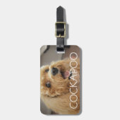 Schattige Cute Cockapoo Hond Glimlach Gepersonalis Bagagelabel (Voorkant verticaal)