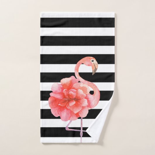 Schattige Cute Floral Flamingo, Stripes Bad Handdoek (Handdoek)