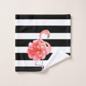 Schattige Cute Floral Flamingo, Stripes Bad Handdoek (Wasdoekje)