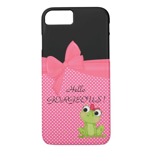 Schattige Cute Frog op Polka Dots-Hallo Pradeloos Case-Mate iPhone Case (Achterkant)