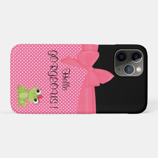 Schattige Cute Frog op Polka Dots-Hallo Pradeloos Case-Mate iPhone Case (Achterkant (horizontaal))
