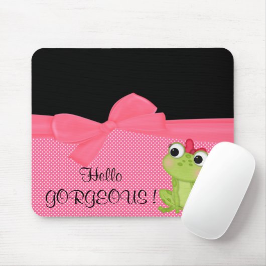 Schattige Cute Frog op Polka Dots-Hallo Pradeloos Muismat (Met muis)