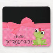 Schattige Cute Frog op Polka Dots-Hallo Pradeloos Muismat (Voorkant)
