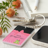 Schattige Cute Frog op Polka Dots-Hallo Pradeloos Sleutelhanger (Voorkant Rechts)