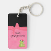Schattige Cute Frog op Polka Dots-Hallo Pradeloos Sleutelhanger (achterkant)